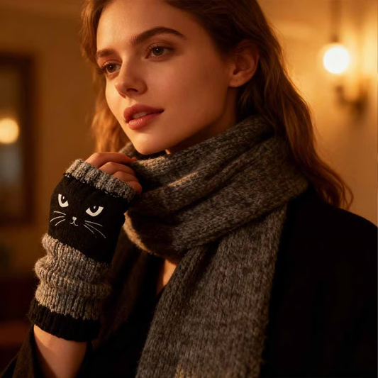 🎁Last Day Promotion 49% OFF🐱 Cute Women’s Knitted Cat Gloves — For Warm Hands & Free Fingers🧶