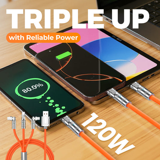 ⏳Time-limited Special⏰120W 3-In-1 180° Rotating Fast Charging Cable