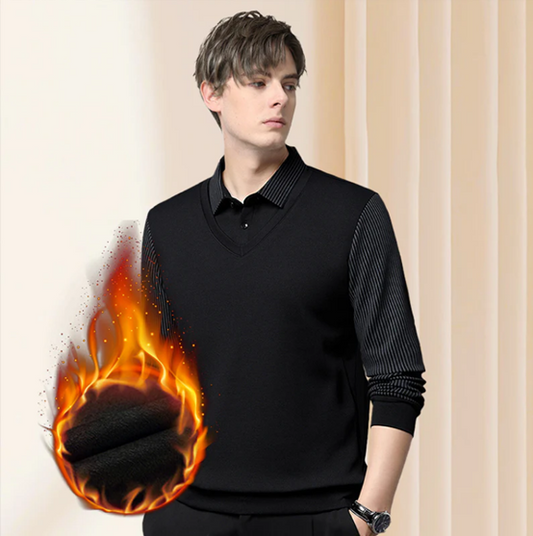 🔥HOT SALE 50% OFF🔥Men's Lapel Faux Two-Piece Knitted Shirt