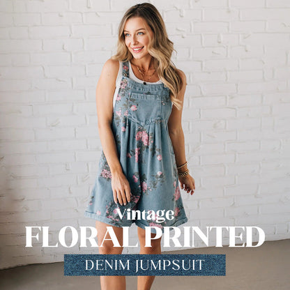 🌸New Fashion🌸 Vintage Floral Printed Denim Jumpsuit