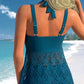 ✨Summer Hot Sale 🔥Women's V-Neck Lace Swimdress ＆ Boyshorts Two-Piece Set