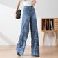 🔥 Summer Sale 50% Off🔥 Women's High-Waisted Blue Denim Wide-Leg Pants (Hollow-out Lace Panels)