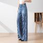 🔥 Summer Sale 50% Off🔥 Women's High-Waisted Blue Denim Wide-Leg Pants (Hollow-out Lace Panels)