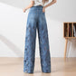 🔥 Summer Sale 50% Off🔥 Women's High-Waisted Blue Denim Wide-Leg Pants (Hollow-out Lace Panels)