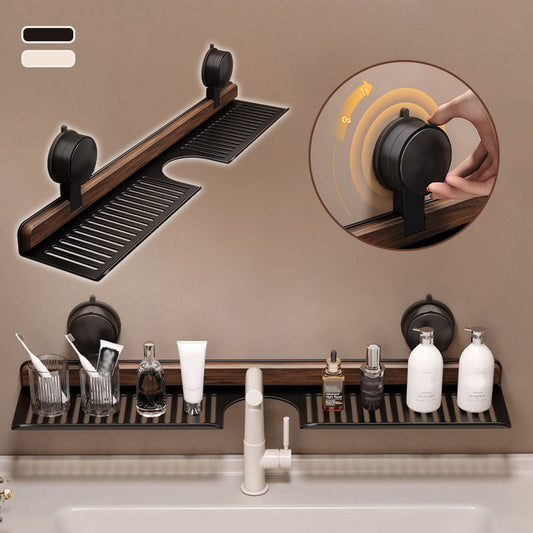 ⏳Time-limited Special 50% OFF⏰Walnut Suction Cup Bathroom Shelf