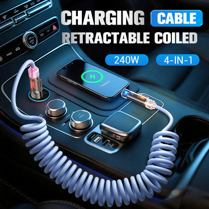 🎉HOT SALE🎉240W 4-in-1 Retractable Coiled Charging Cable
