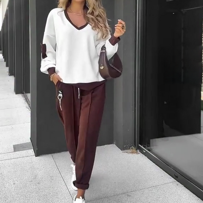 🎉HOT SALE🎉 Color-Block Pullover Hoodie & Jogger Pants Set