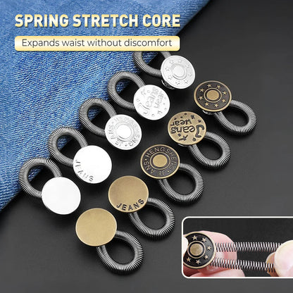 Spring-Loaded Metal Waist Extender Button for Jeans