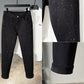 Rhinestone Embellished Slim-Fit Black Denim Jeans