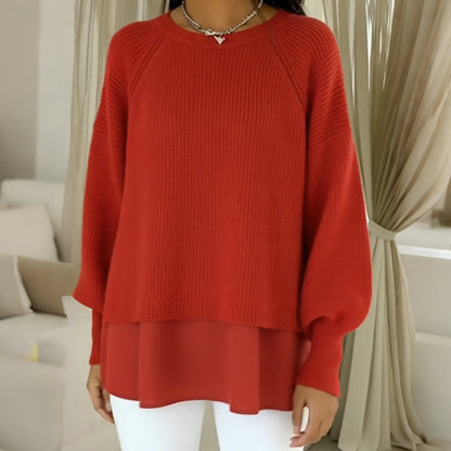 Women's Fake 2-Piece Knit Pullover Sweater