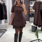 🔥Hot Sale Offers-Women’s Sparkling Lace Trim Short-Sleeve Mini Dress | Elegant & Shimmering