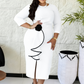 Elegant Round Neck Ruffle Bodycon Dress